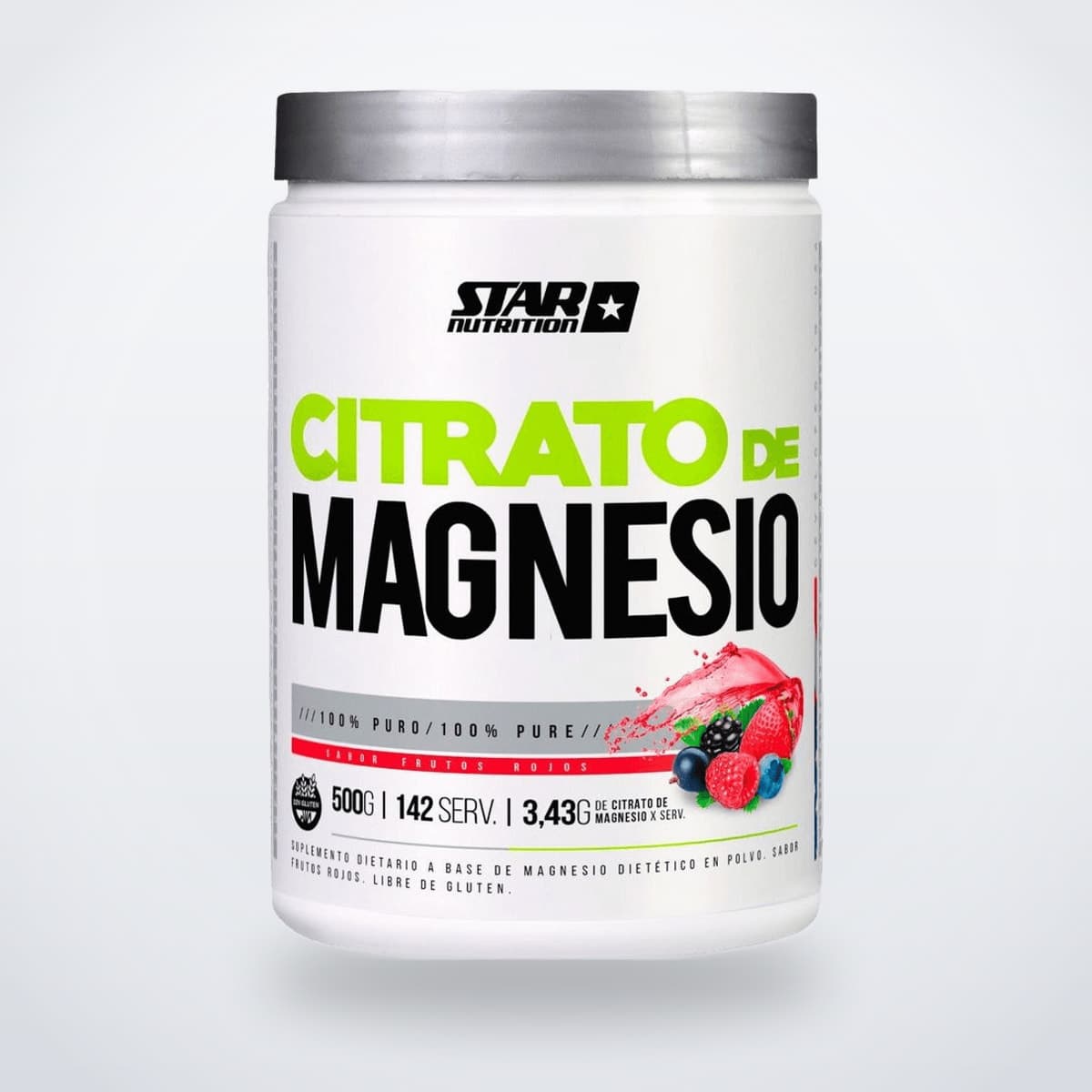Citrato de Magnesio Sabor Frutos Rojos - Polvo 500 Gr